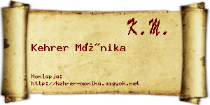Kehrer Mónika névjegykártya
